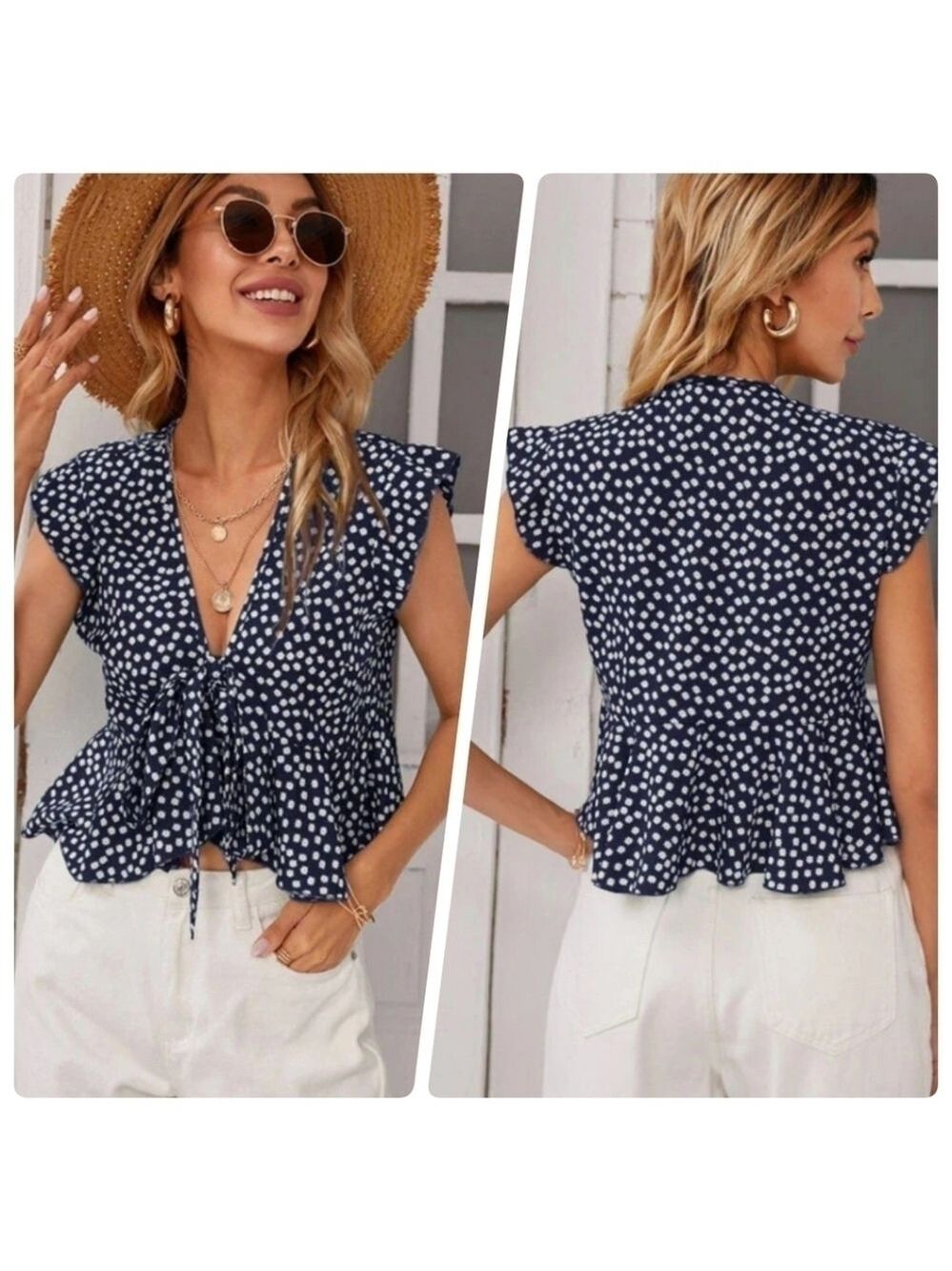 5/$20!! SHEIN Floral print front tie cropped top